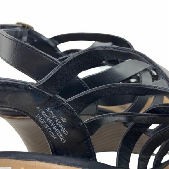 Seychelles Woven Vegan Leather Black Slingback Wedges - Picture 3 of 7